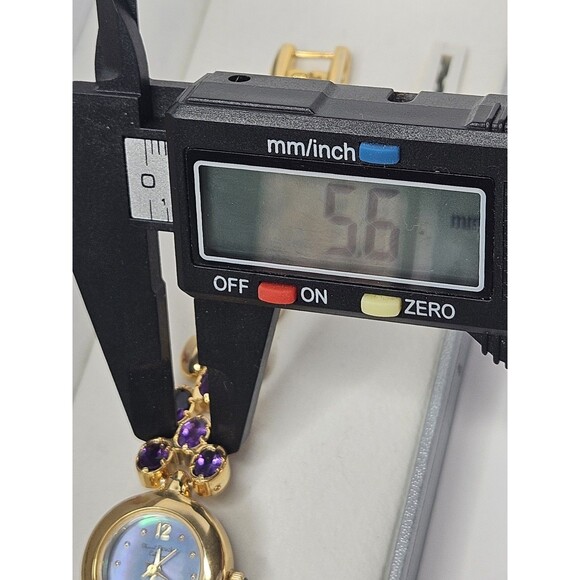 Marcel Drucker Amethyst Gold Tone Mother Of Pearl Face Ladies Quartz Watch New